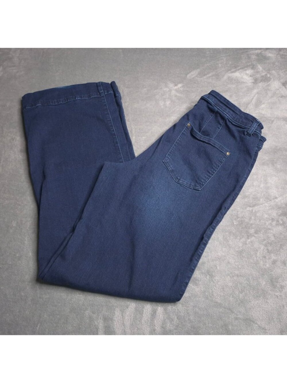 Belle By Kim Gravel Womens Wide Leg Jeans 14T Dark Wash High Rise Stretch